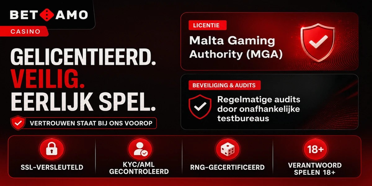 Licensing, security and fair-play information for Betamo Casino online casino, localized for NL.